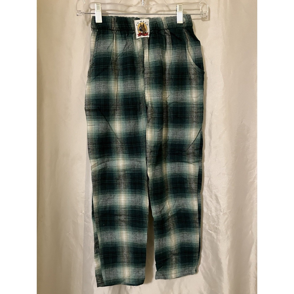 VTG Yo Wear Max Boxxer KIDS Pants S Green NOS 100% Cotton‎ Flannel USA Pockets